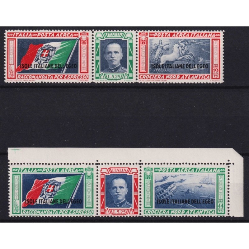 COLONIE EGEO 1933 P/A CROCIERA BALBO 2 VALORI G.I MNH**  | Filateli...