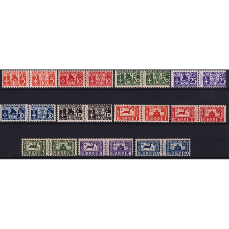 COLONIE EGEO 1934 PACCHI POSTALI SOGGETTI VARI 11 VALORI G.I MNH** ...