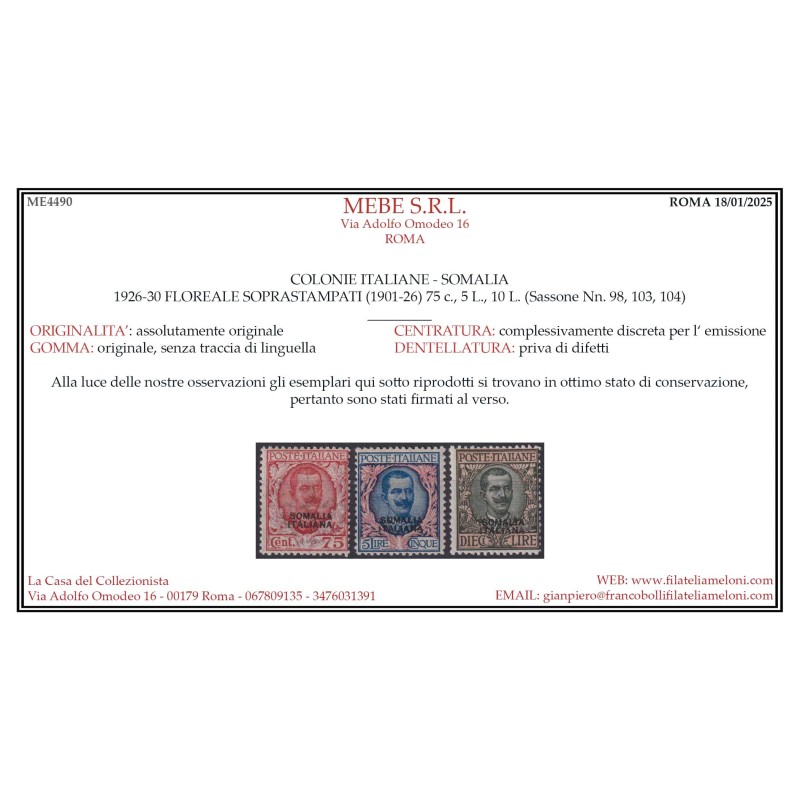 COLONIE SOMALIA 1926-30 FRANCOBOLLI D'ITALIA 14 V. N.92-104 G.I MNH...