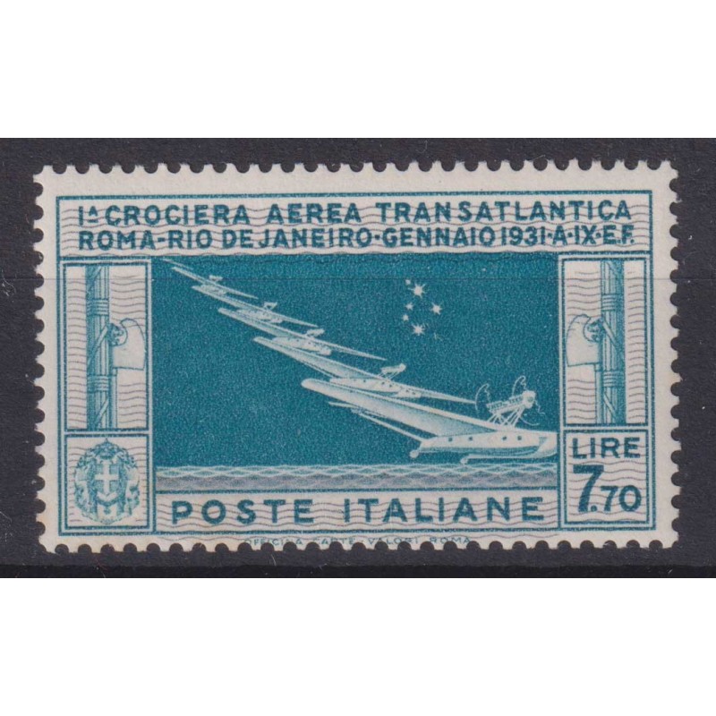 REGNO D'ITALIA 1930 P/A CROCIERA BALBO 7,70 LIRE G.I MNH** CERT.  |...