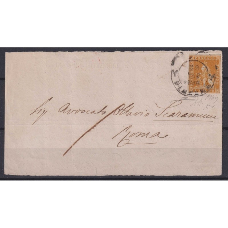 TOSCANA 1851 1 SOLDO BISTRO ARANCIO N.2d US. SU FRAMMENTO CERT.  | ...