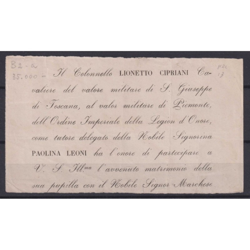 TOSCANA 1851 1 SOLDO BISTRO ARANCIO N.2d US. SU FRAMMENTO CERT.  | ...