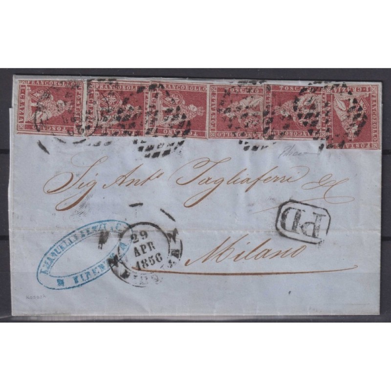 TOSCANA 1851 1 CRAZIA CARMINIO BRUNO SU GRIGIO N.4e 6 V. US. SU BUS...