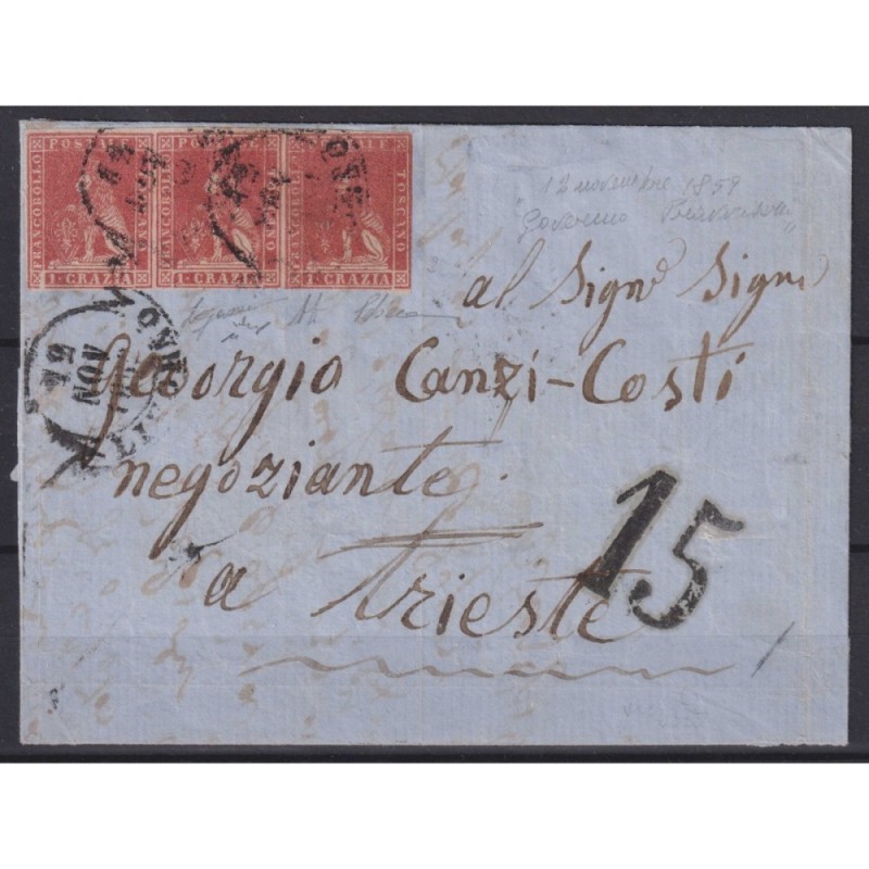TOSCANA 1857 MISTA 1 CRAZIA + 2 CRAZIE IN GOVERNA PROVV. N.12-13 SU...
