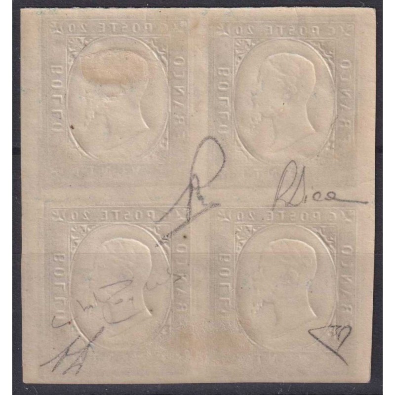 SARDEGNA 1854 QUARTINA 20 CENTESIMI NON EMESSO N.11 G.O MH* CERT. B...