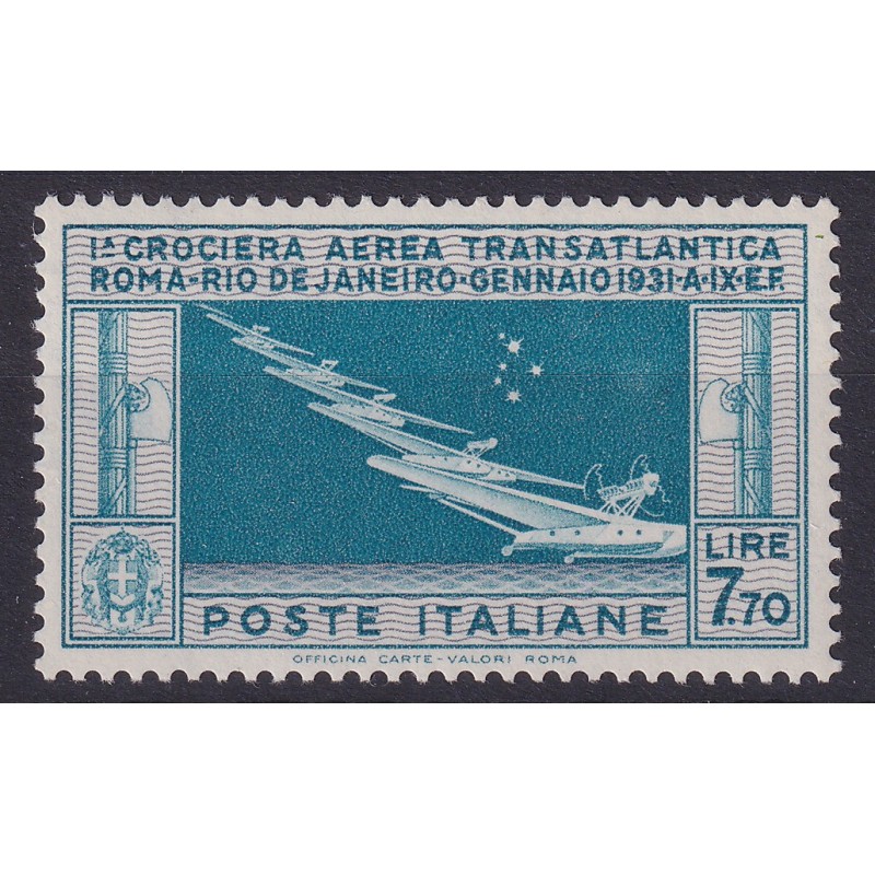 REGNO 1930 CROCIERA BALBO 7,70 LIRE N.25 G.I MNH** CERT.  | Filatel...