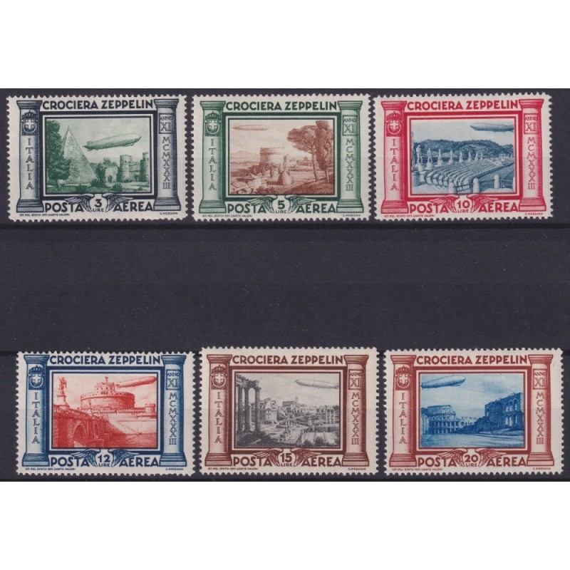 REGNO D'ITALIA 1933 CROCIERA ZEPPELIN 6 V. G.I MNH**  | Filatelia M...