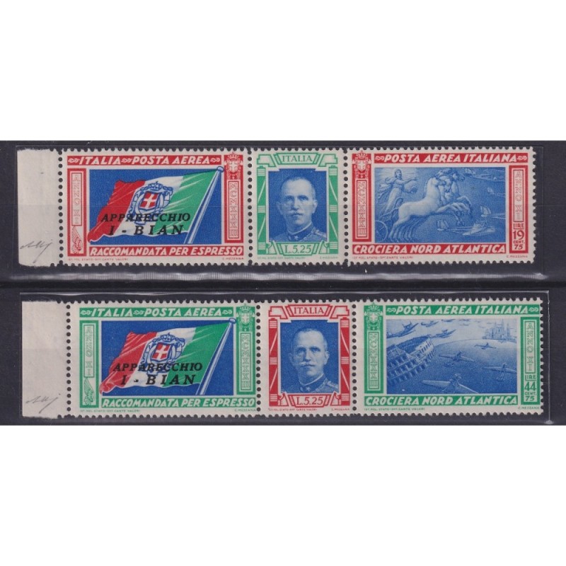 REGNO D'ITALIA 1933 TRITTICI CROCIERA NORD ATLANTICA I-BIAN G.I MNH...