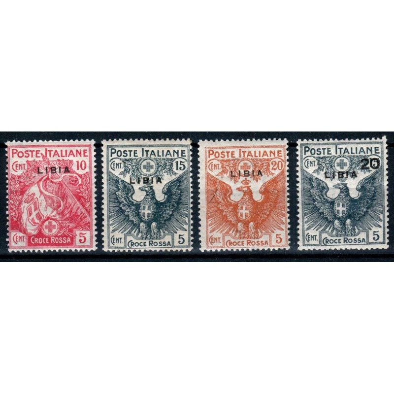 COLONIE LIBIA 1915-16 PRO CROCE ROSSA 4 V. G.I MNH** / G.O MH*  | F...