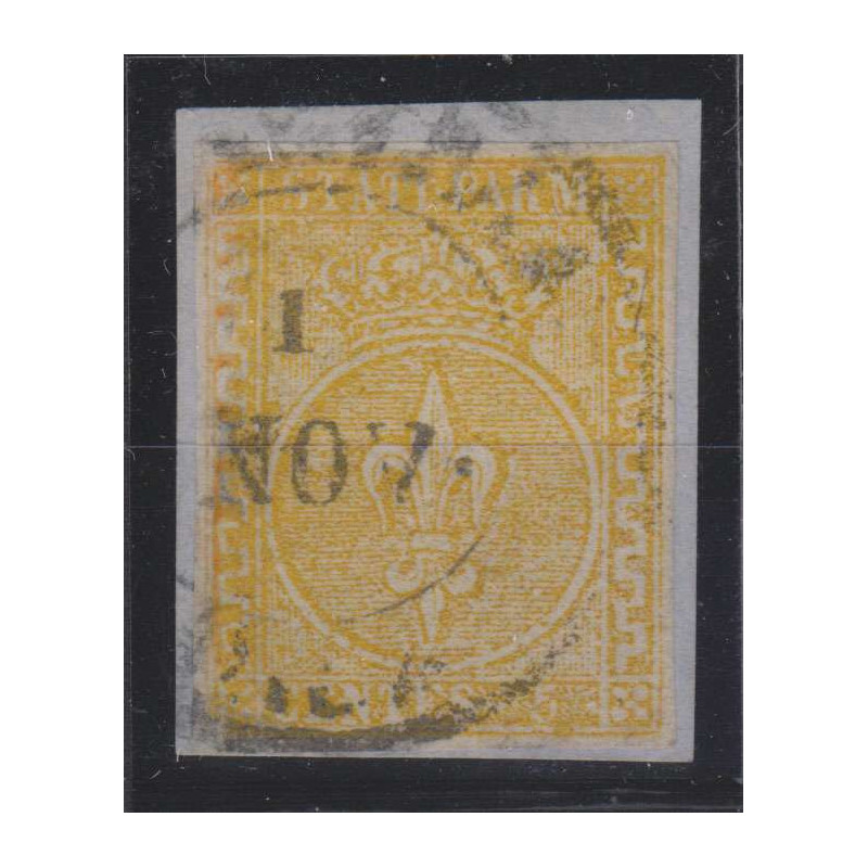 PARMA 1853-55 GIGLIO BORBONICO 5 CENTESIMI N.6 GRECA LARGA US NON C...