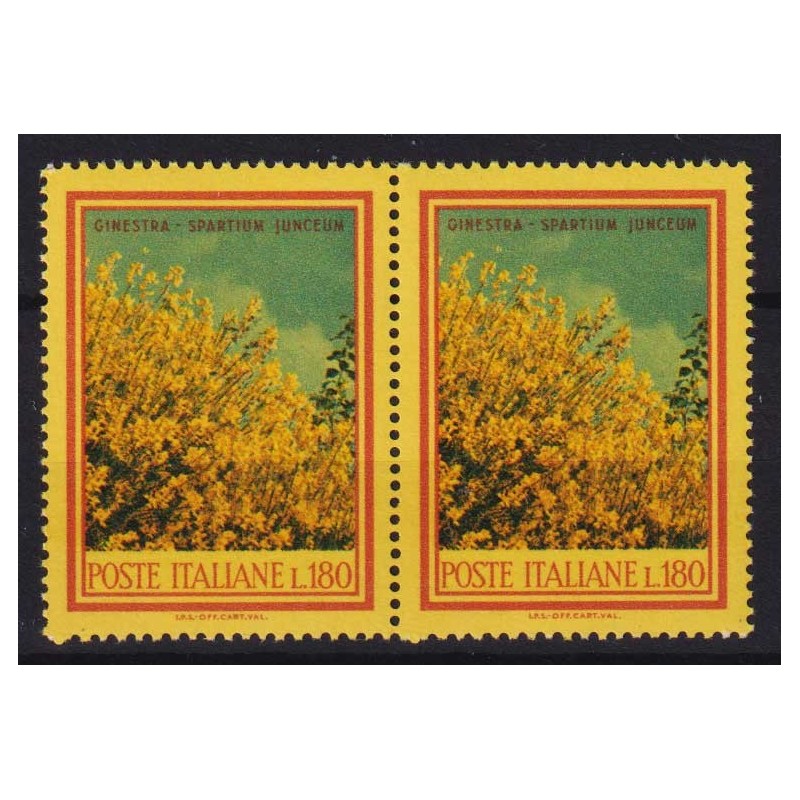 REPUBLICA 1968 FLORA COPPIA 180 LIRE VARIETA' GIALLO N.721Aa G.I MN...