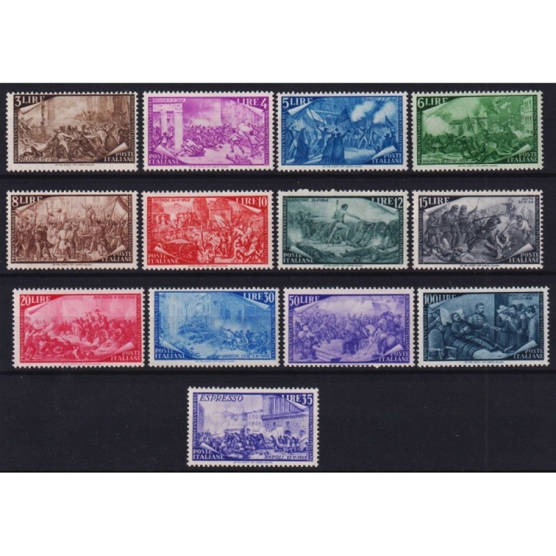 REPUBBLICA 1948 RISORGIMENTO 13 VALORI G.I MNH** CERT.  | Filatelia...
