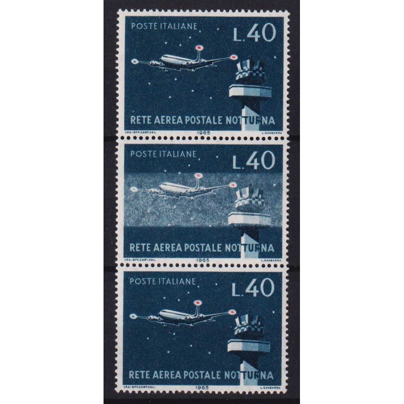 REPUBBLICA 1965 RETE AEREOPORTUALE VARIETA' STAMPA EVANESCENTE CERT...