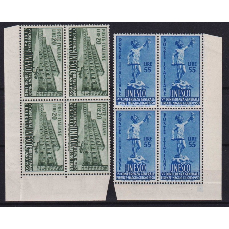 REPUBBLICA 1950 QUARTINE UNESCO ANGOLARE G.I MNH**  | Filatelia Meloni