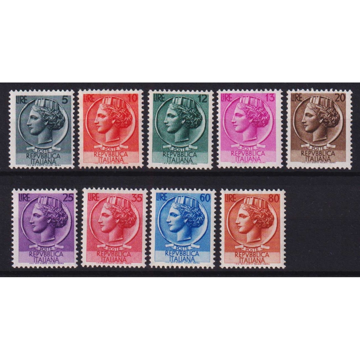 REPUBBLICA 1953-54 ITALIA TURRITA 9 VALORI G.I MNH** | Filatelia M... REPUBBLICA 1953-54 ITALIA TURRITA 9 VALORI G.I MNH** | Filatelia M...