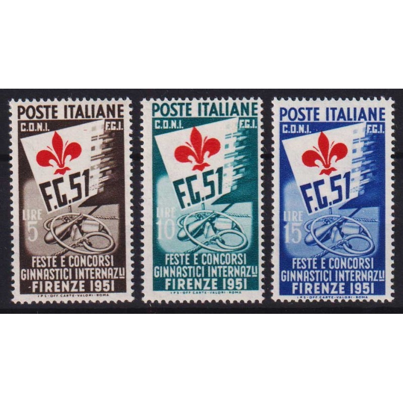 REPUBBLICA 1951 GINNICI 3 VALORI G.I MNH**  | Filatelia Meloni