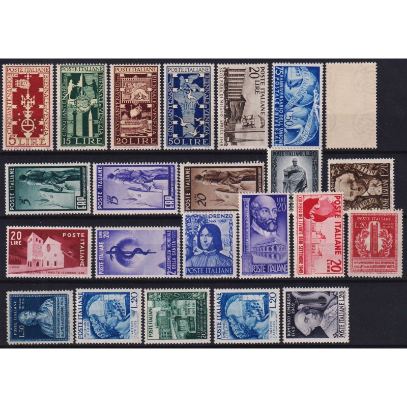 REPUBBLICA 1949 ANNATA COMPLETA 22 VALORI G.I MNH** CERT.  | Filate...