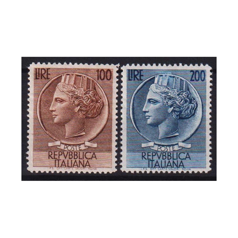 REPUBBLICA 1954 ITALIA TURRITA RUOTA 2 VALORI G.I MNH** CENTRATI  |...