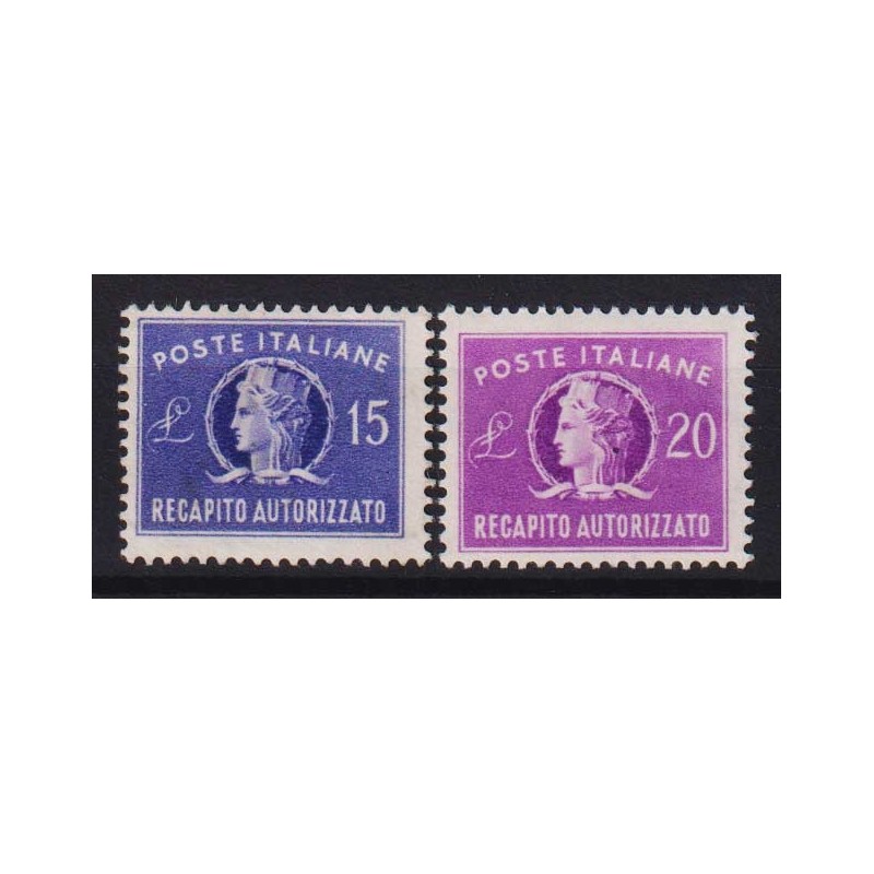 REPUBBLICA 1949-52 RECAPITO AUTORIZZATO 2 V. N.10-11 G.I MNH**  | F...