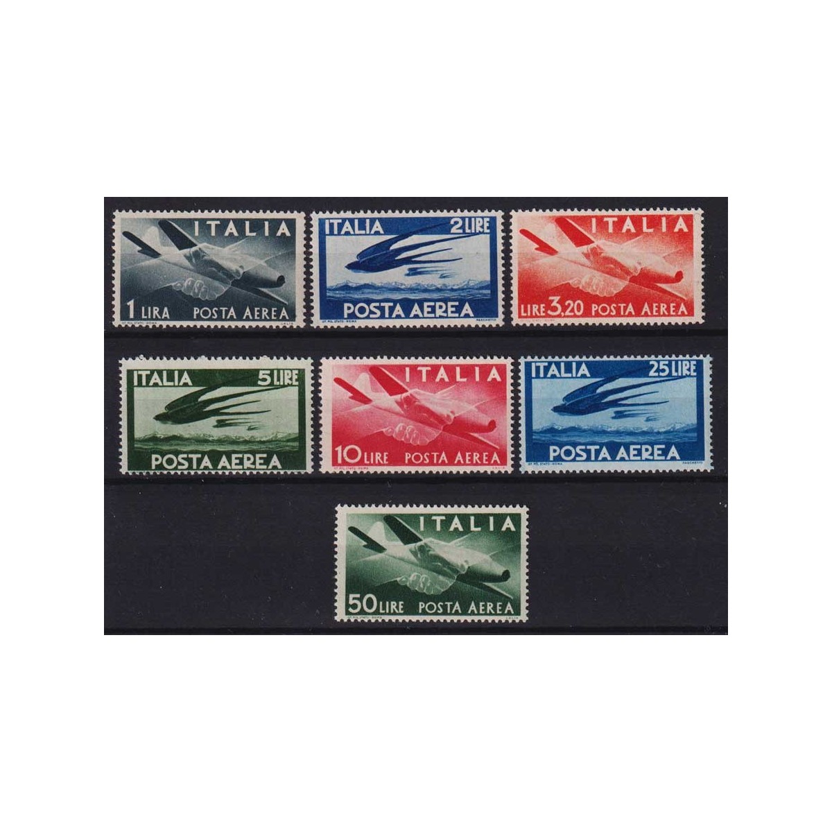 REPUBBLICA 1945-46 POSTA AEREA DEMOCRATICA 7 V. G.I MNH** | Filate... REPUBBLICA 1945-46 POSTA AEREA DEMOCRATICA 7 V. G.I MNH** | Filate...