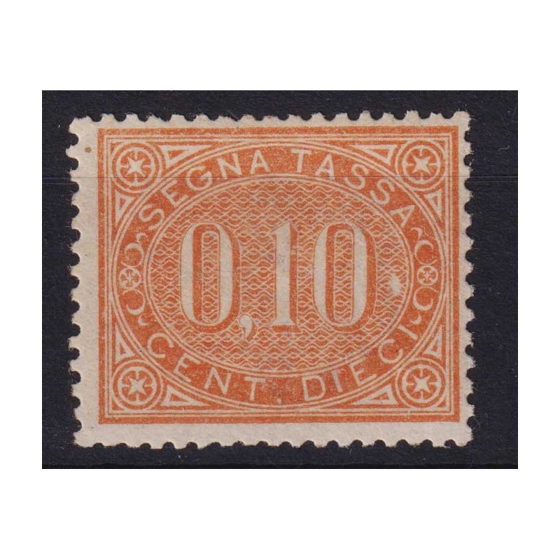 REGNO D'ITALIA 1869 SEGNATASSE 10 CENTESIMI N.2 G.I MNH** CERT.  | ...