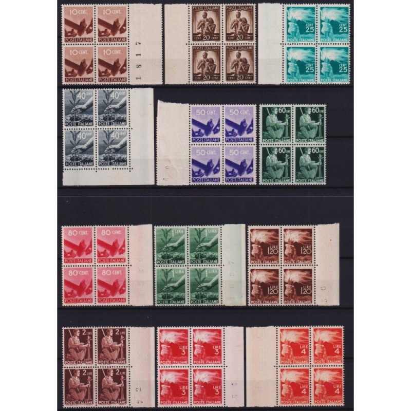 REPUBBLICA 1945-48 QUARTINE DEMOCRATICA 23 V. G.I MNH** CERT.  | Fi...