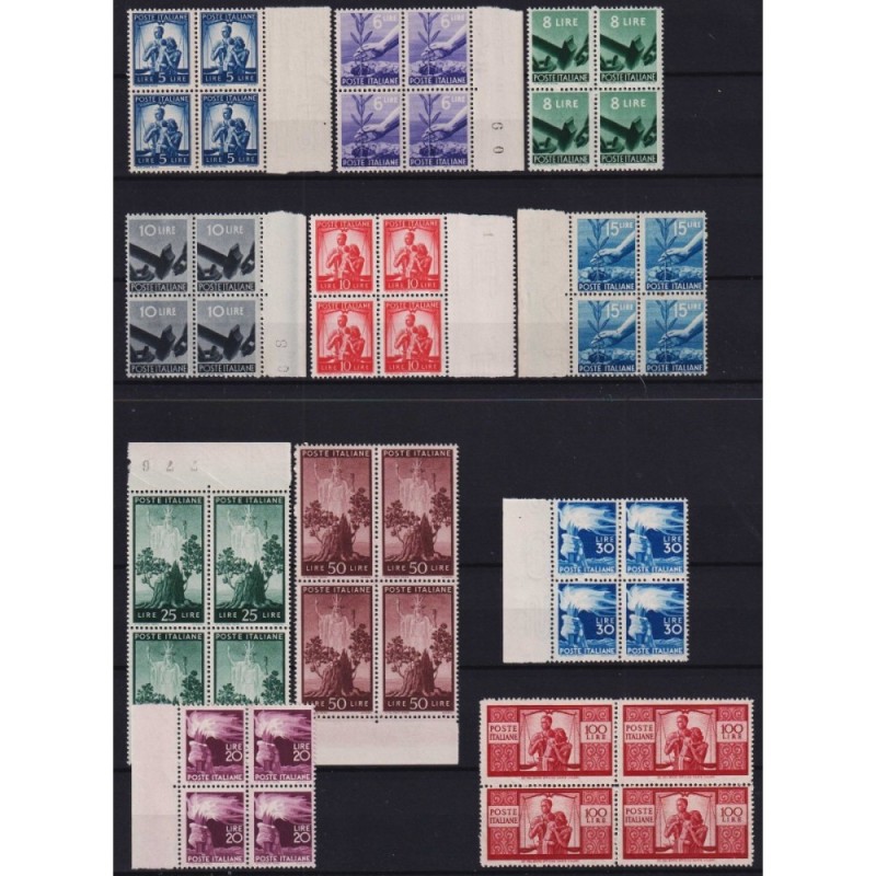 REPUBBLICA 1945-48 QUARTINE DEMOCRATICA 23 V. G.I MNH** CERT.  | Fi...
