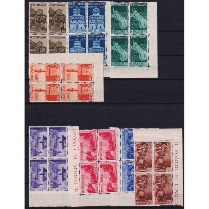 REPUBBLICA 1946 QUARTINE AVVENTO DELLA REPUBBLICA 8 V. G.I MNH**  |...