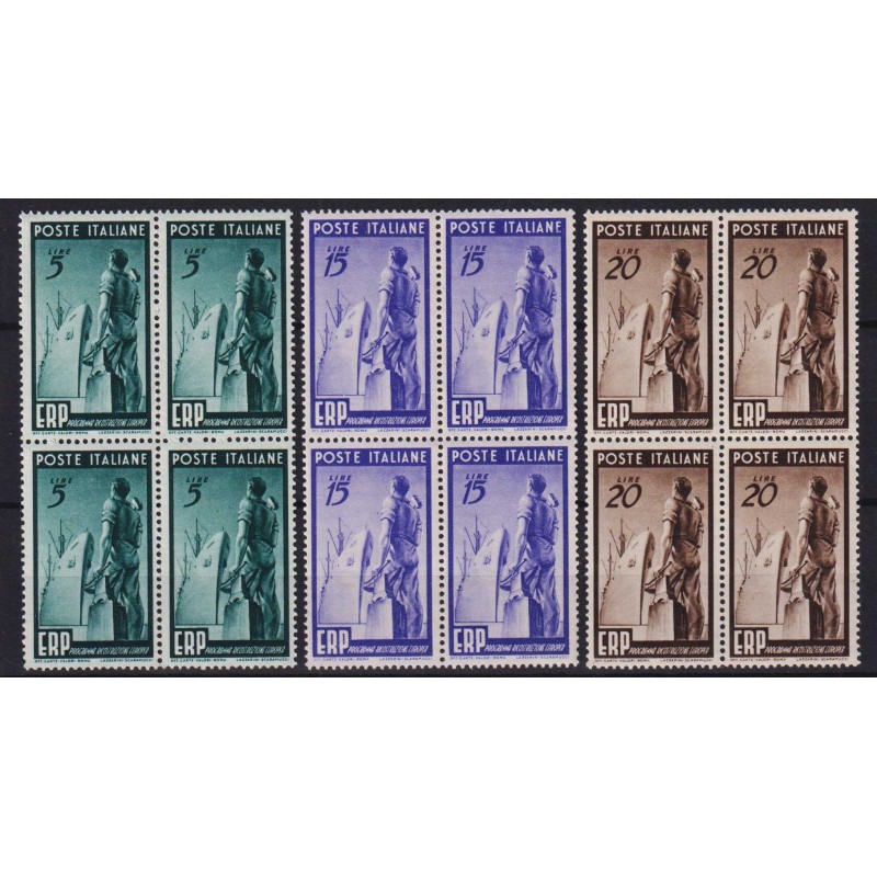 REPUBBLICA 1949 QUARTINE E.R.P. G.I MNH** CERT.  | Filatelia Meloni