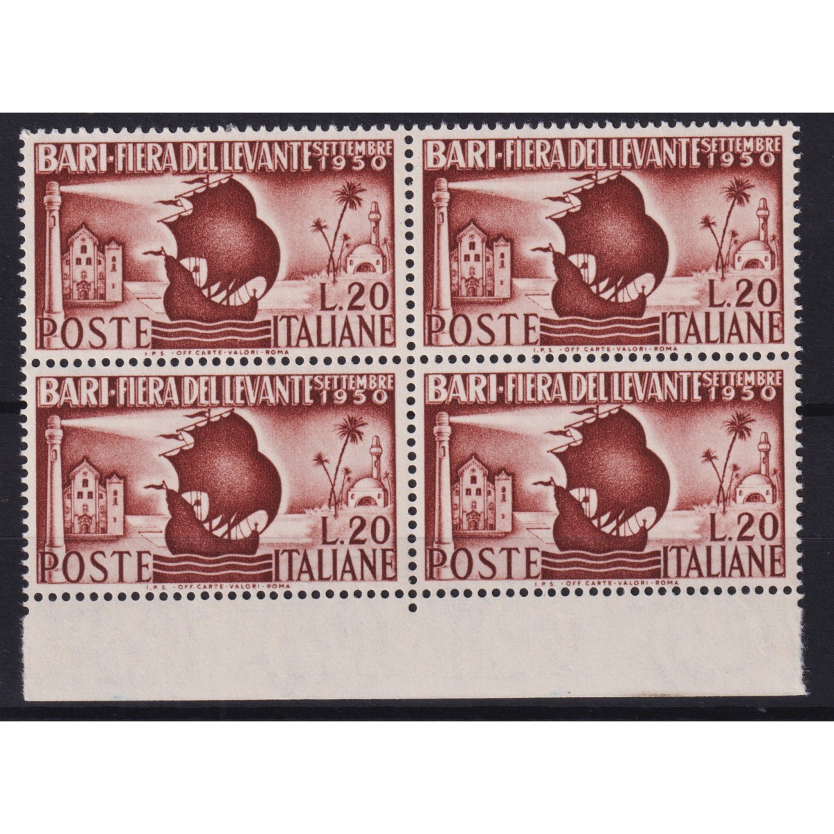 REPUBBLICA 1950 QUARTINA FIERA LEVANTE DI BARI G.I MNH** BORDO FOGL... REPUBBLICA 1950 QUARTINA FIERA LEVANTE DI BARI G.I MNH** BORDO FOGL...