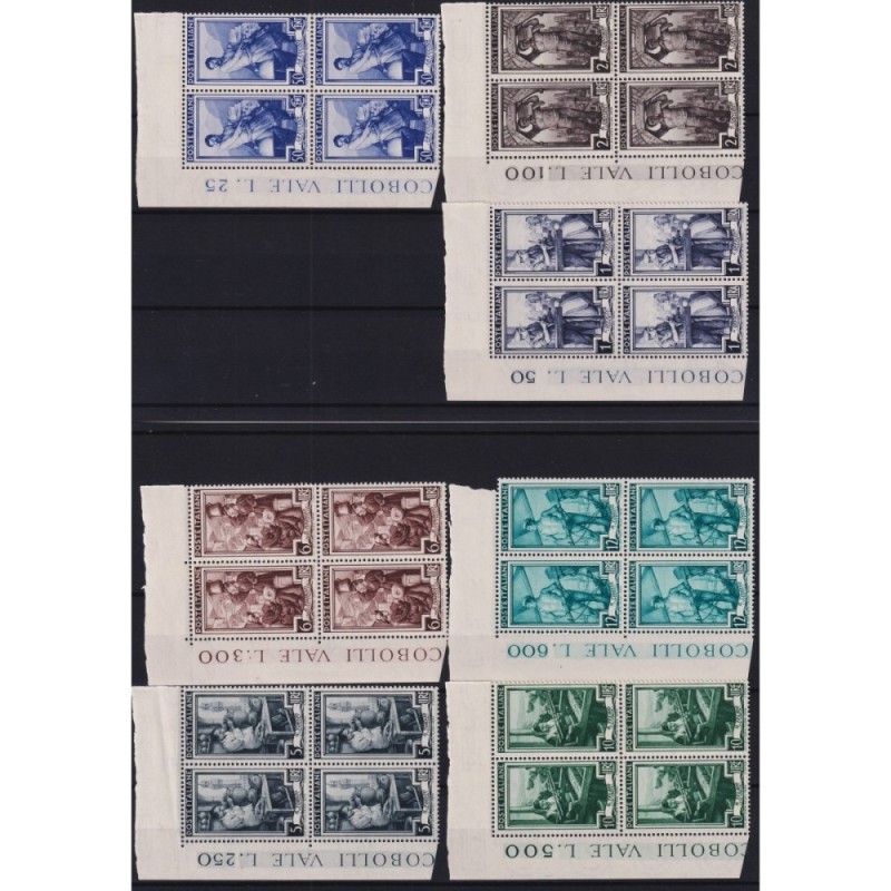REPUBBLICA 1950 QUARTINA ITALIA A LAVORO G.I MNH** ANGOLO FOGLIO  |...
