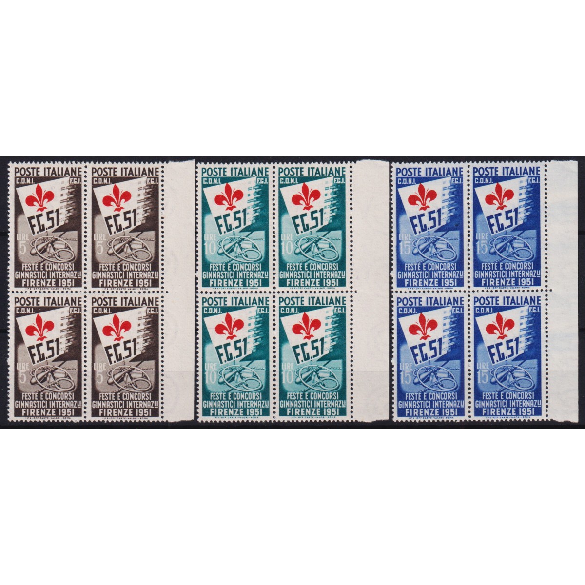 REPUBBLICA 1951 QUARTINA CONCORSI GINNICI G.I MNH** BORDO FOGLIO CE... REPUBBLICA 1951 QUARTINA CONCORSI GINNICI G.I MNH** BORDO FOGLIO CE...