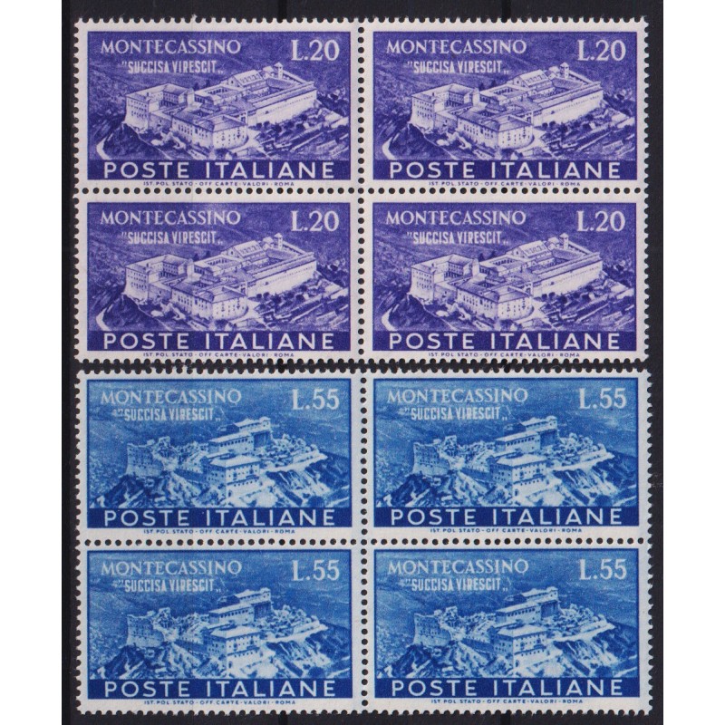 REPUBBLICA 1951 QUARTINA ABBAZIA MONTECASSINO G.I MNH**  | Filateli...