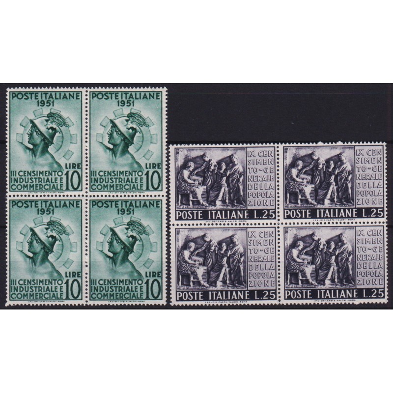 REPUBBLICA 1951 QUARTINA CENSIMENTO INDUSTRIALE G.I MNH**  | Filate...