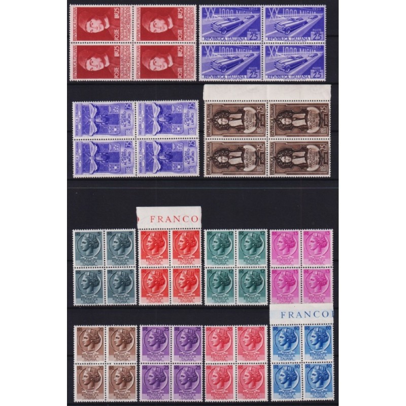 REPUBBLICA 1953 QUARTINE ANNATA COMPLETA 27 V. G.I MNH**  | Filatel...