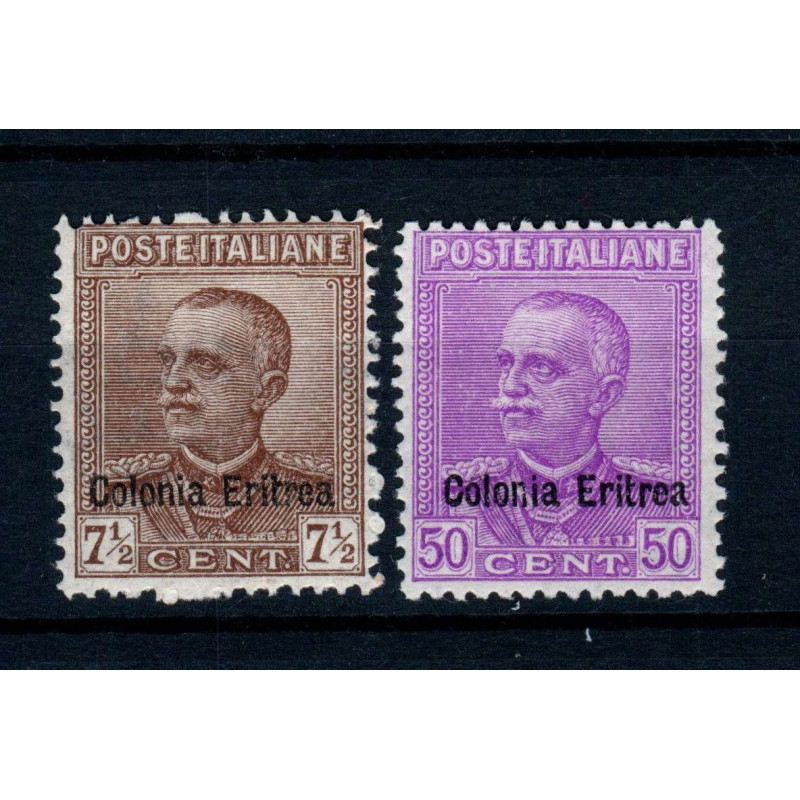 COLONIE ERITREA 1928-29 PARMEGGIANI SOPRASTAMPATI N.142-143 2 VALOR...