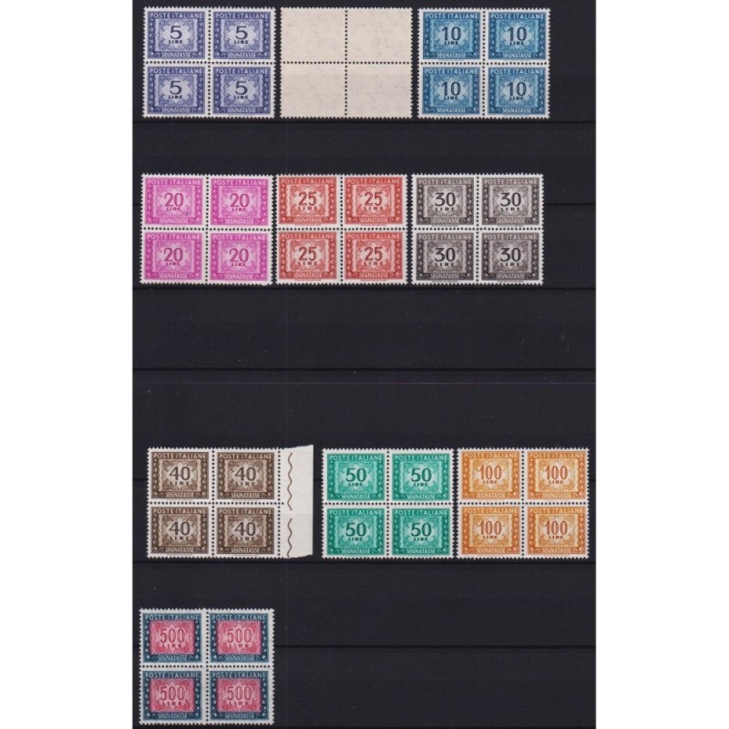 REPUBBLICA 1955-81 QUARTINE SEGNATASSE STELLE 10 V. G.I MNH** CERT....