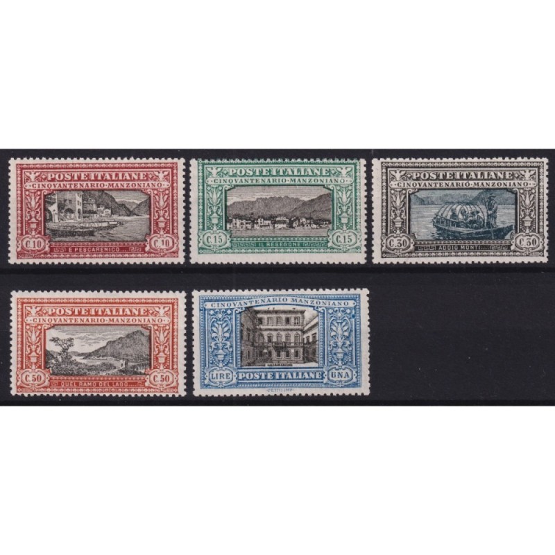 REGNO D'ITALIA 1923 MANZONI SERIETTA 5 VALORI G.I MNH**  | Filateli...