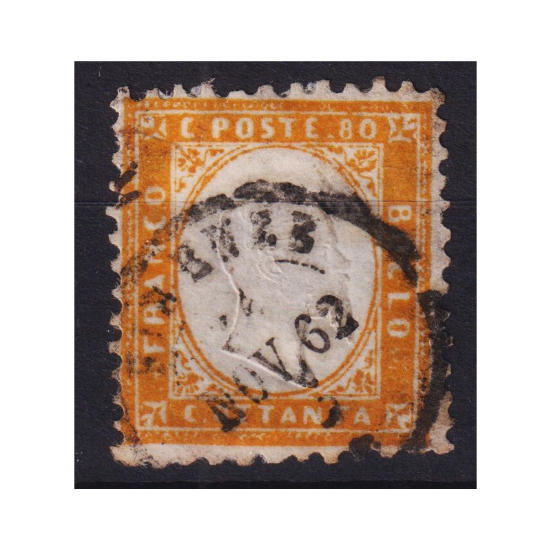REGNO D'ITALIA 1862 80 CENTESIMI N.4 US. CERT.  | Filatelia Meloni