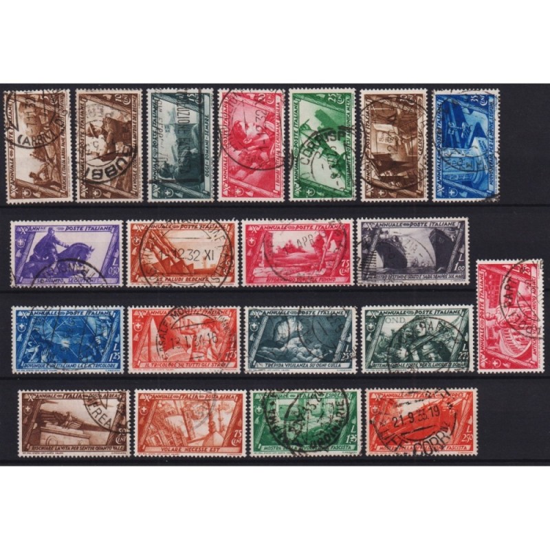REGNO D'ITALIA 1932 DECENNALE MARCIA SU ROMA 20 V. US. MOLTI ANNULL...