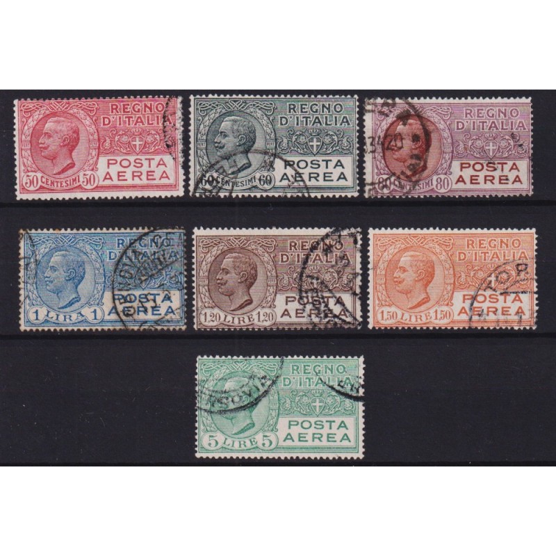 REGNO D'ITALIA 1926-28 POSTA AEREA 7 V. US. MOLTI ANNULLI ORIGINALI...