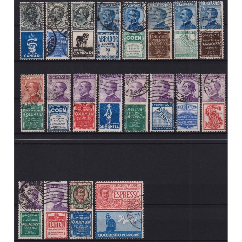 REGNO 1924 PUBBLICITARI 20 VALORI TRANNE N.20 US. CERT.  | Filateli...