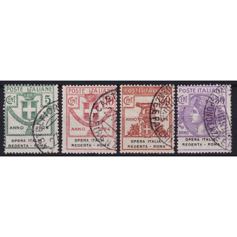 REGNO 1924 PARASTATALI OPERA ITALIA REDENTA 4 V. ALCUNI ANNULLI ORI...