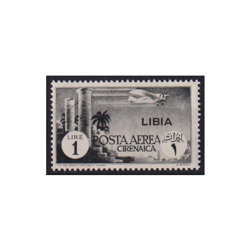 COLONIE LIBIA 1941 POSTA AEREA 1 LIRA N.52 G.I MNH**  | Filatelia M...