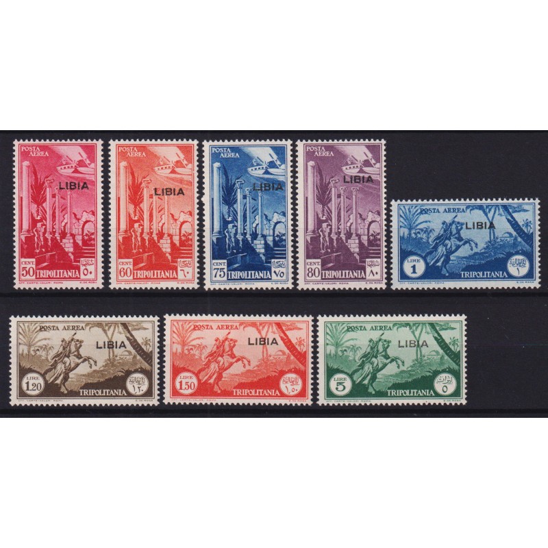 COLONIE LIBIA 1940-41 POSTA AEREA SERIE COMPLETA 8 VALORI G.I MNH**...