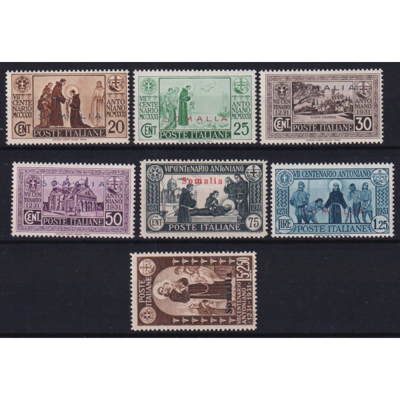 COLONIE SOMALIA 1931 S. ANTONIO 7 VALORI G.I MNH** / G.O MH*  | Fil...