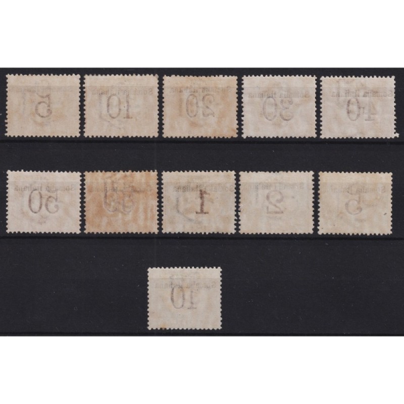 COLONIE SOMALIA 1909 SEGNATASSE 11 VALORI N.12-22 G.O MH* CERT.  | ...