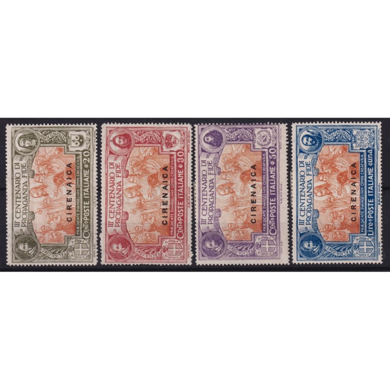 COLONIE CIRENAICA 1923 PROPAGANDA FIDE 4 VALORI G.O MH*  | Filateli...