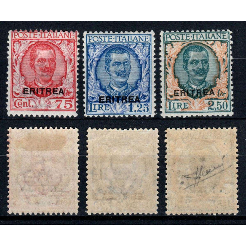 COLONIE ERITREA 1926 PARMEGGIANI SOPR. N.113-115 G.I MNH** 75 C. G....