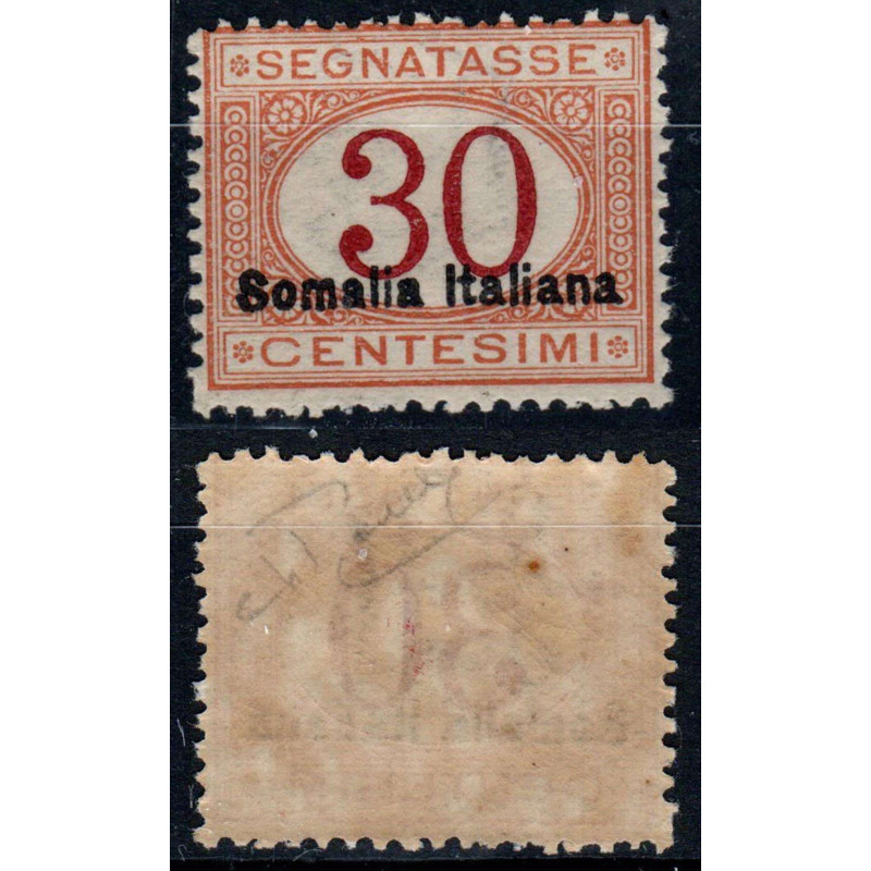 COLONIE SOMALIA 1920 SEGNATASSE 30 CENTESIMI N.26 G.I MNH** FIRMATO...